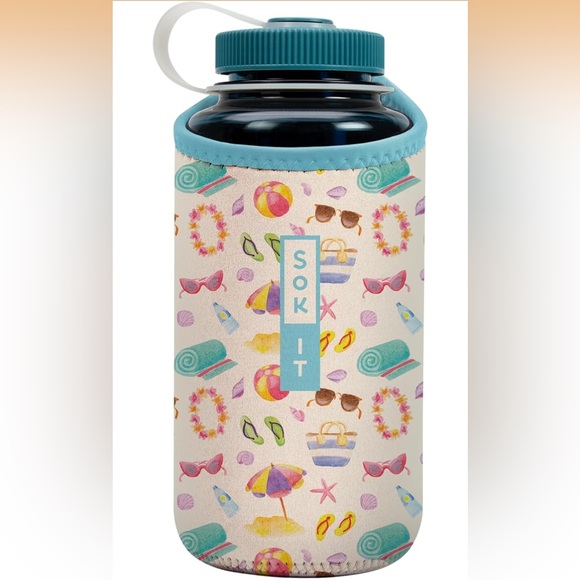 Other - Sok-It 32oz Nalgene Neoprene Water Bottle Sleeve - Beach Life - NEW in pkg. 🌊💧🌴